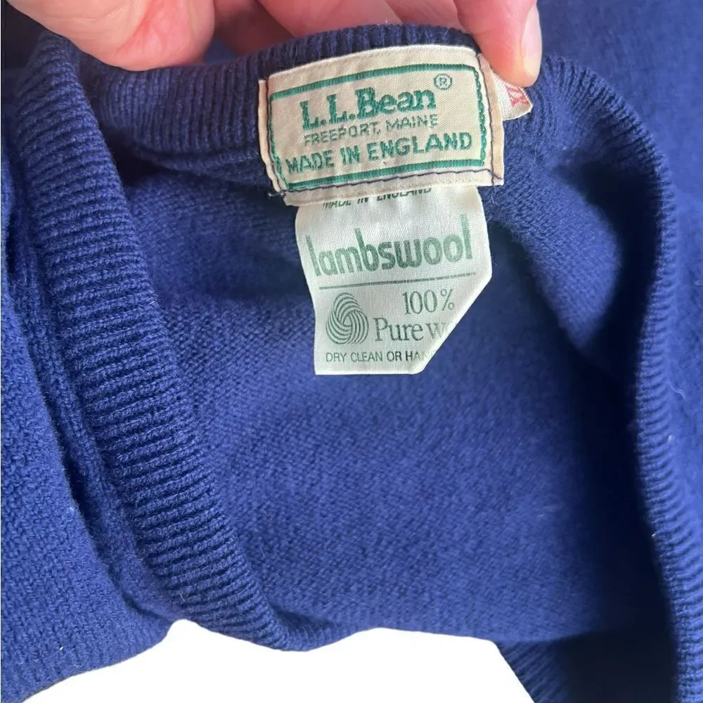 L.L. Bean Vintage England Lambswool Sweater Vest Navy XL